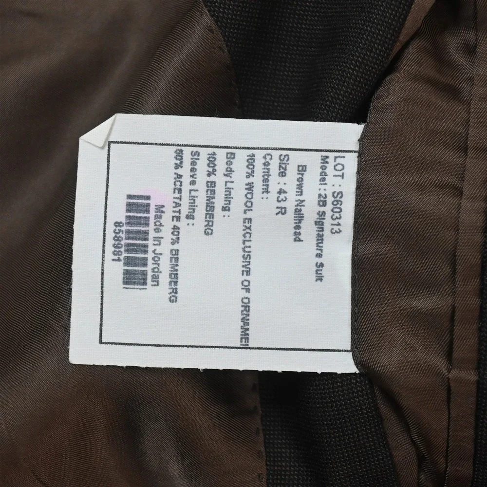 Jos A Bank‎ 43R 44R 36x30 Brown 100% Wool Nailshead Mens Jacket Pants Suit